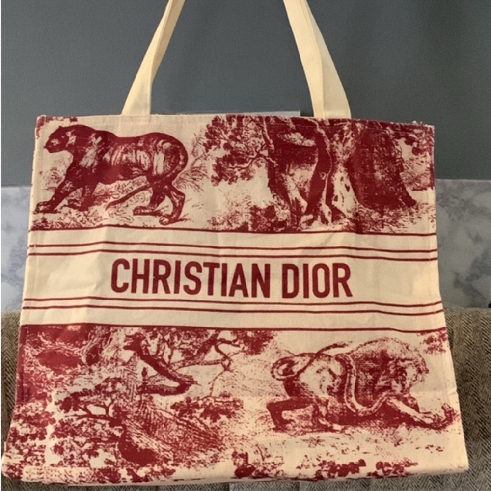 Dior Riviera GWP Red and Cream Tote Bag